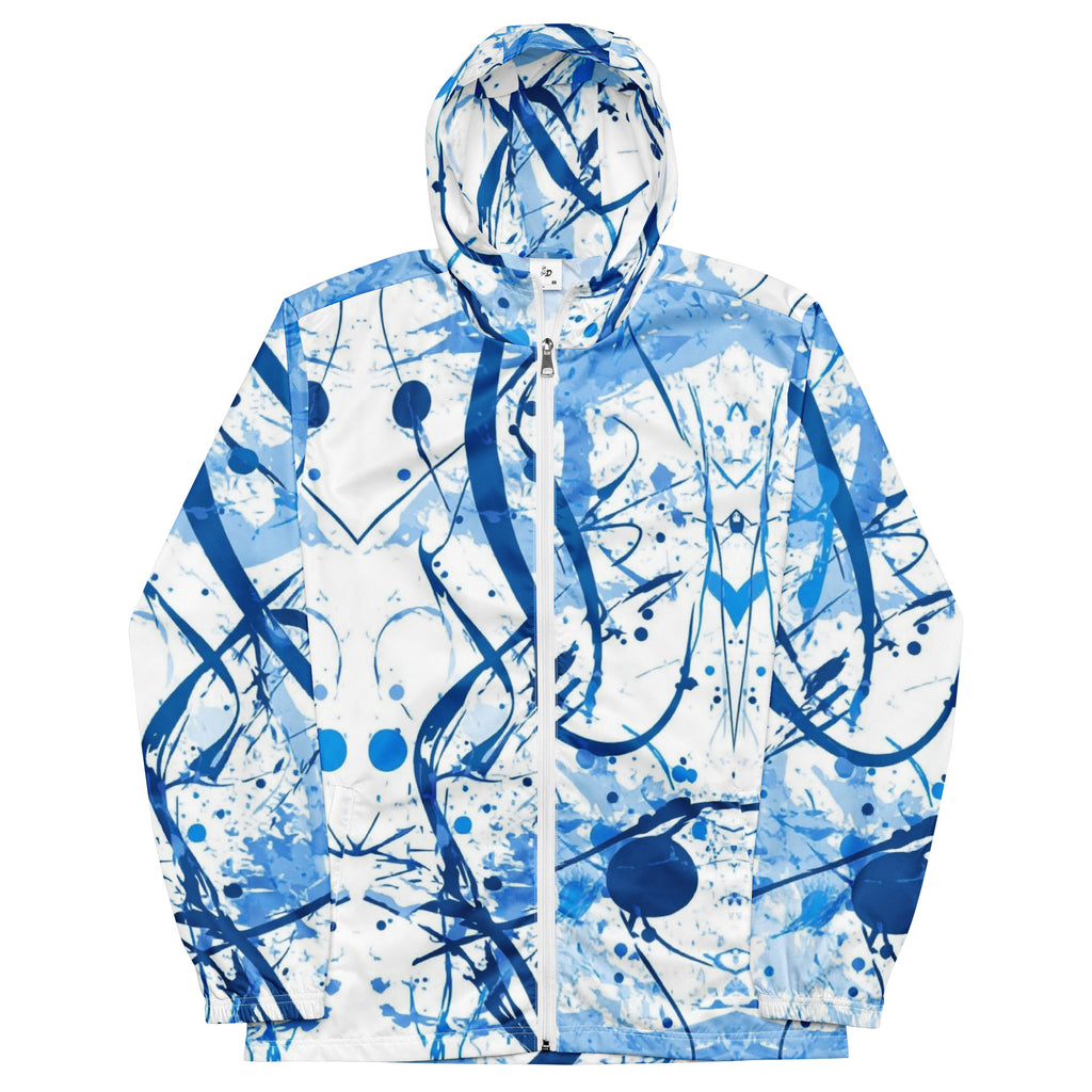 Men's white windbreaker – лек ветровик за мъже с цип и качулка, преден изглед