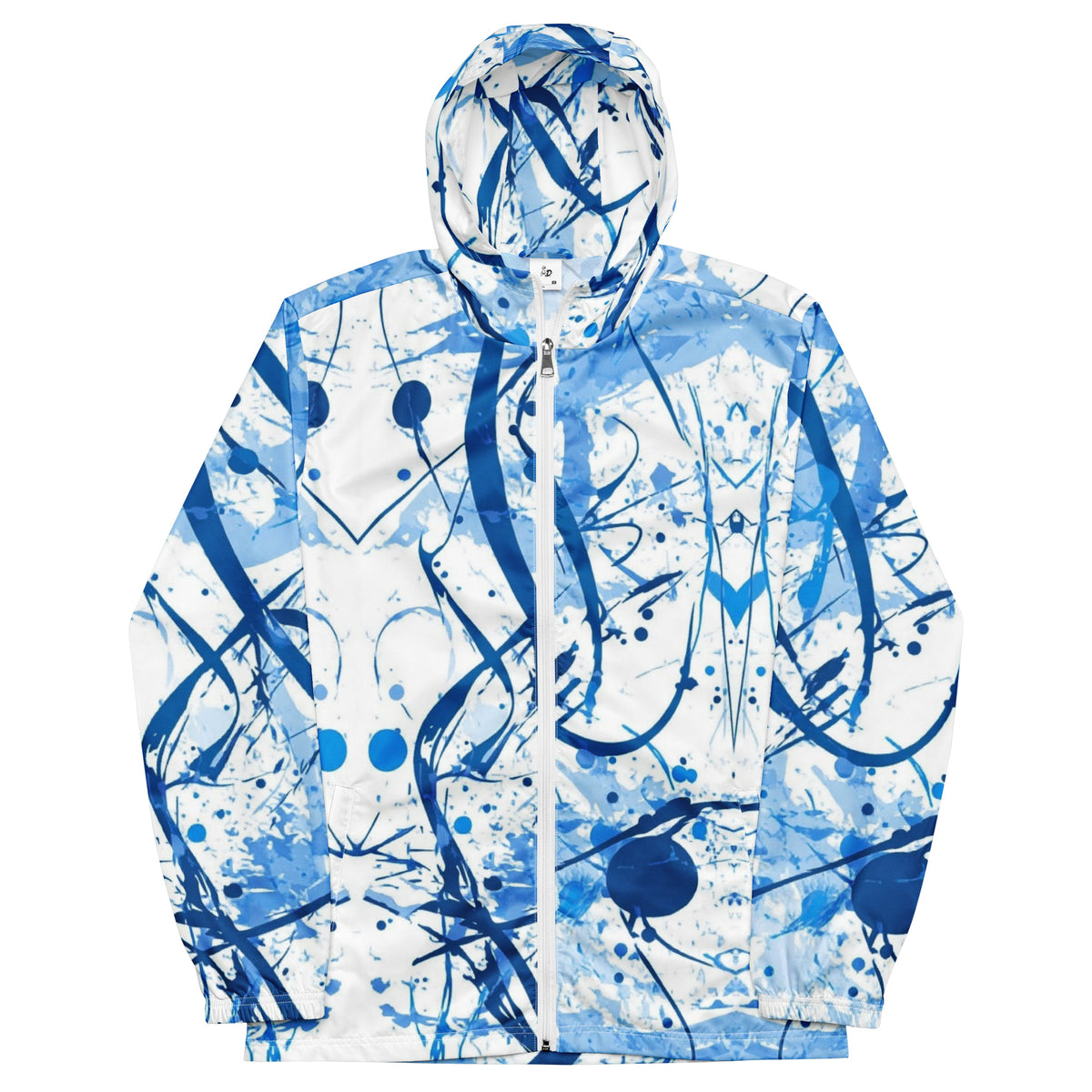 Men's white windbreaker – лек ветровик за мъже с цип и качулка, преден изглед