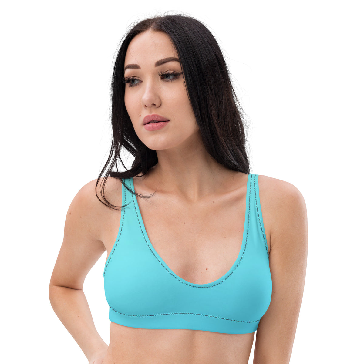 Padded bikini top с подвижни чашки в черно — бански горнище за жени, XS–3XL
