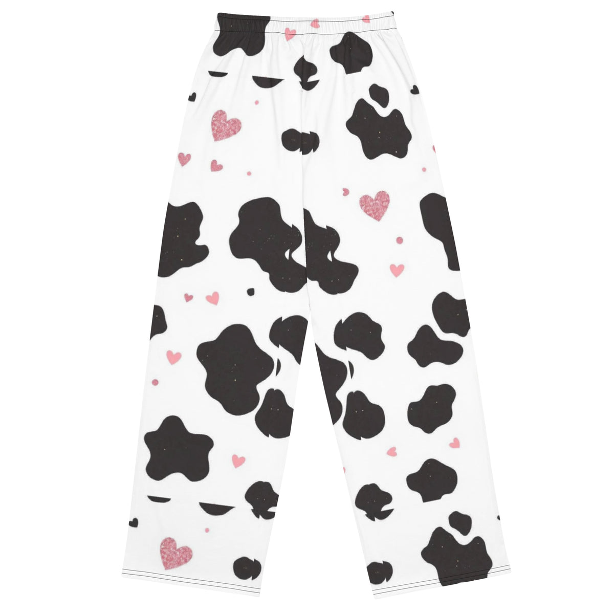 Unisex all-over print wide-leg pants in white – front view