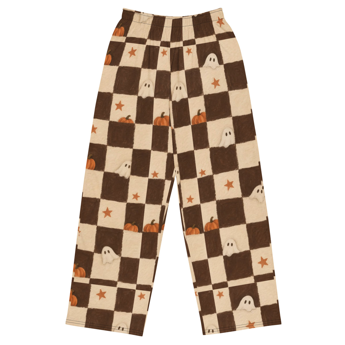 Унисекс панталони с широк крачол и принт – предна страна | Unisex wide-leg pants with print – front view
