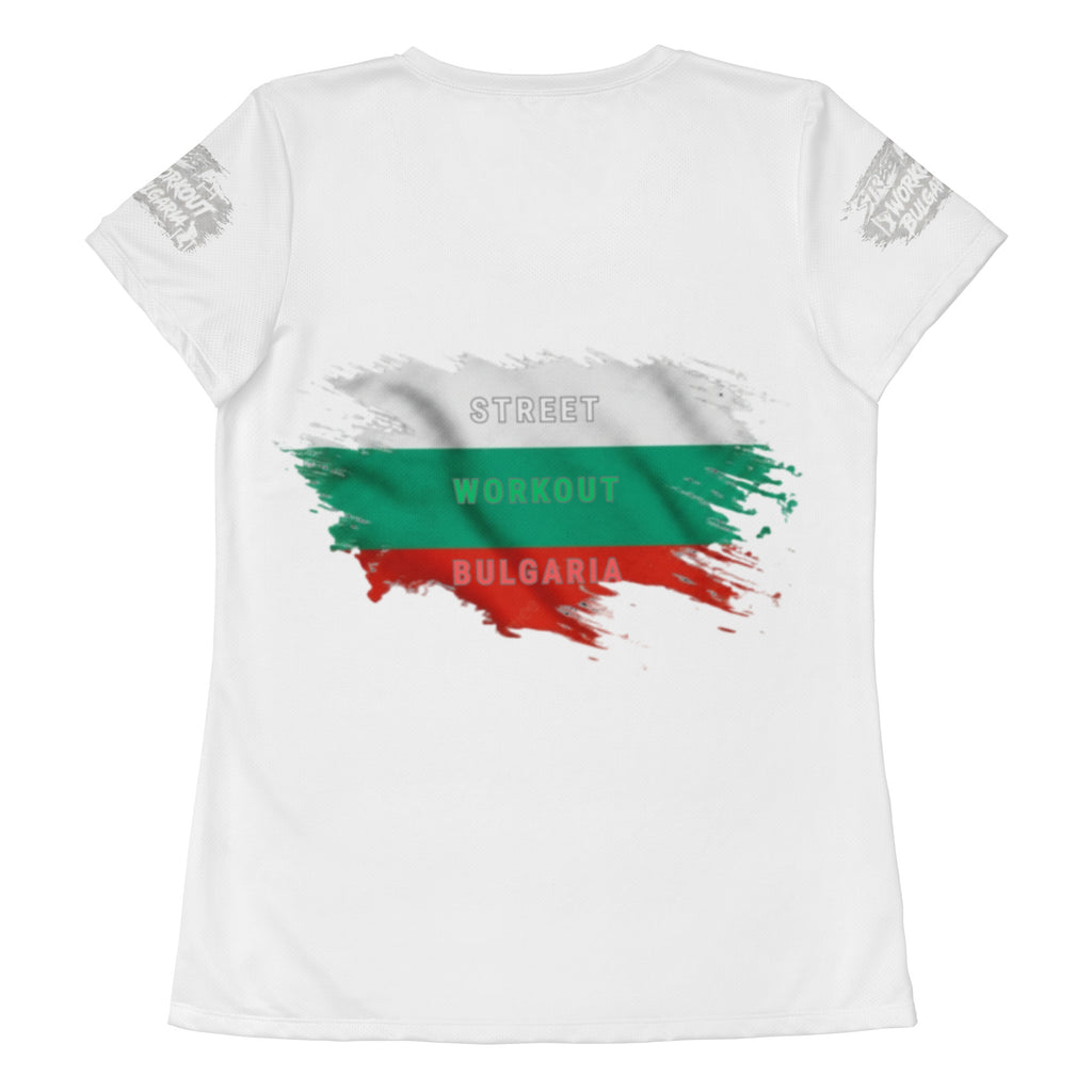 Women's Street Workout Bulgaria T-shirt with Bulgarian flag colors and calisthenics streetwear design