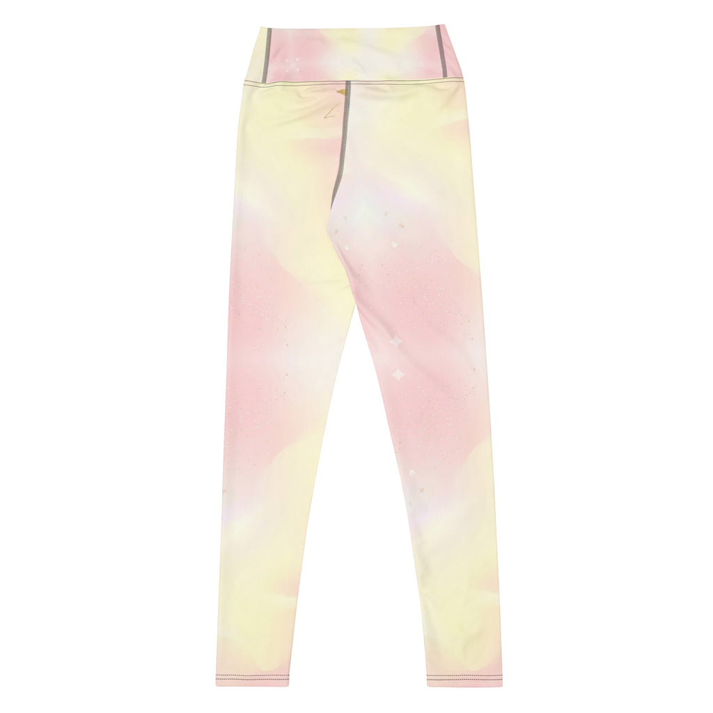 Yellow and pink aesthetic yoga leggings with high waistband – stylish activewear for yoga and fitness