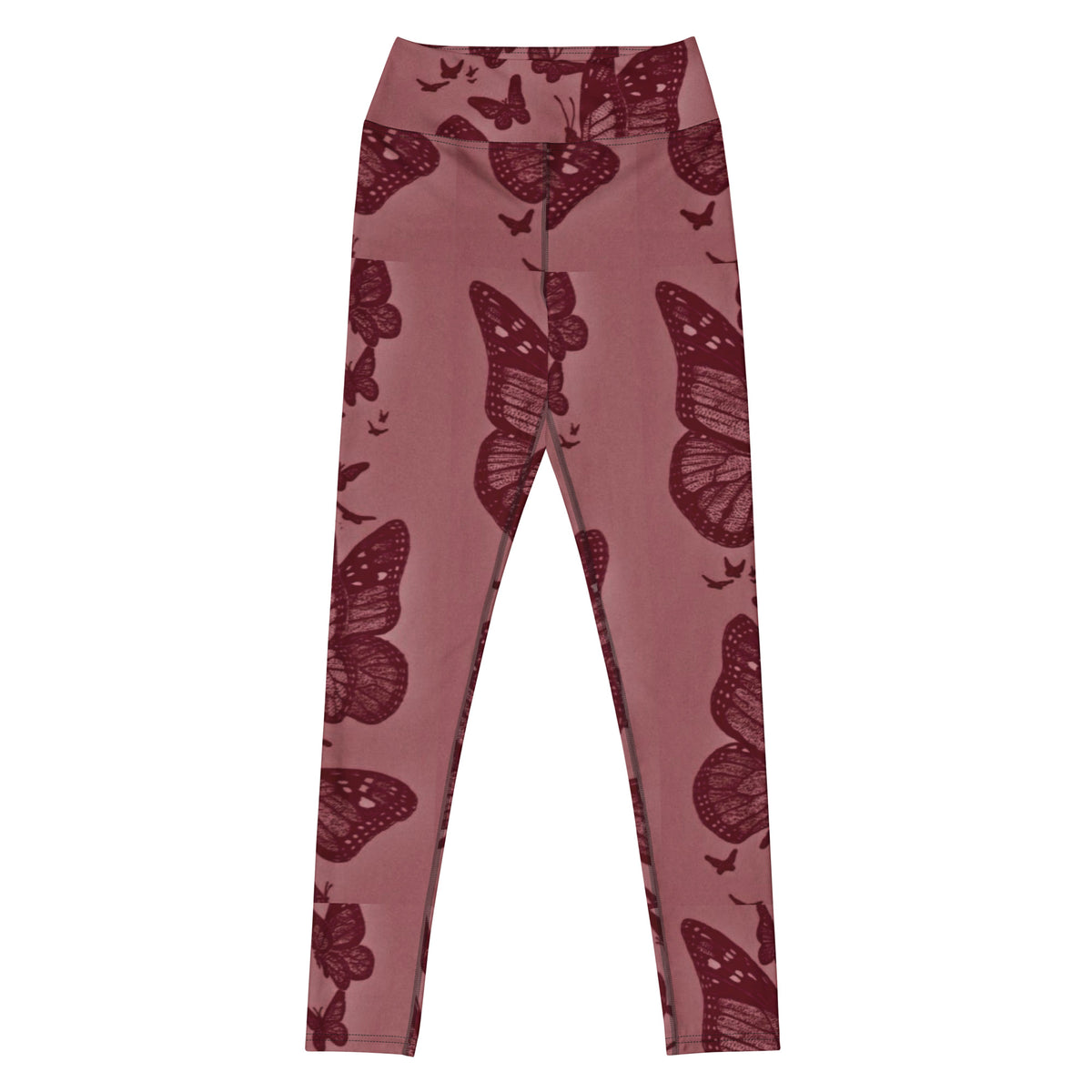 Йога клин с пеперуди – преден изглед, all-over print, повдигнат колан
