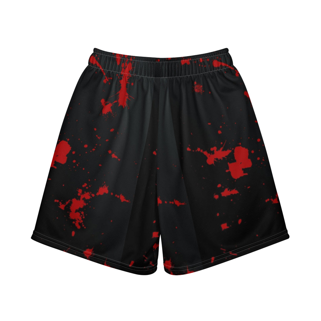 Kids sporty mesh shorts with vibrant black and red all-over print – eco-friendly recycled polyester, идеални за спорт и everyday wear
