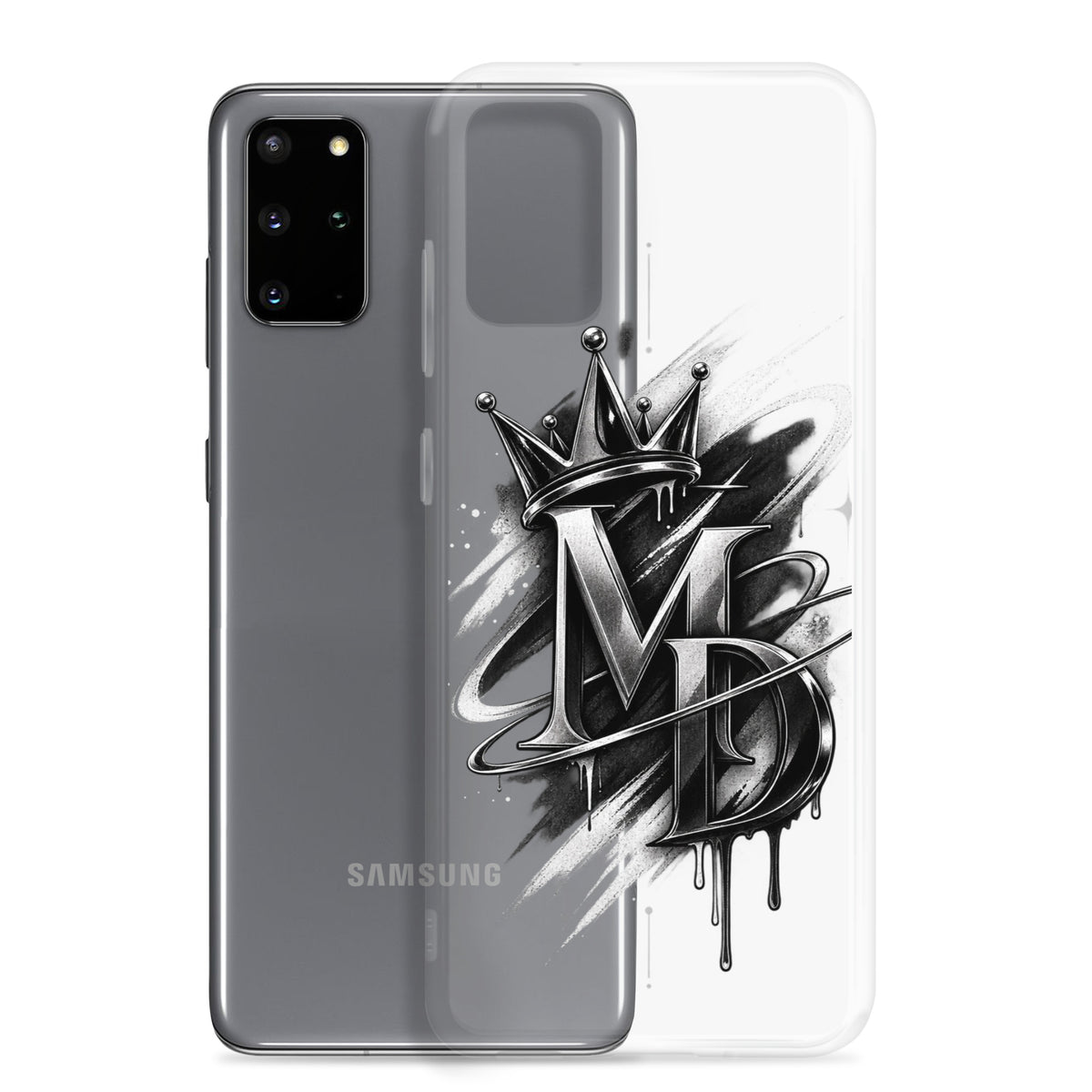 MD Clear Case Samsung Galaxy S20 Plus On Phone – MD Monogram Print