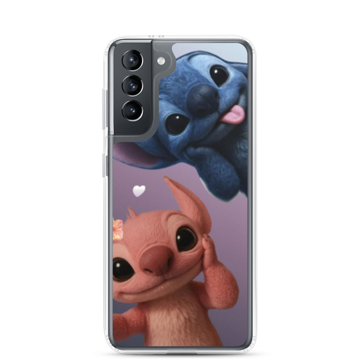 Прозрачен кейс за Samsung с принт на Stitch и Angel, предна страна – Everyday Prints & Gifts
