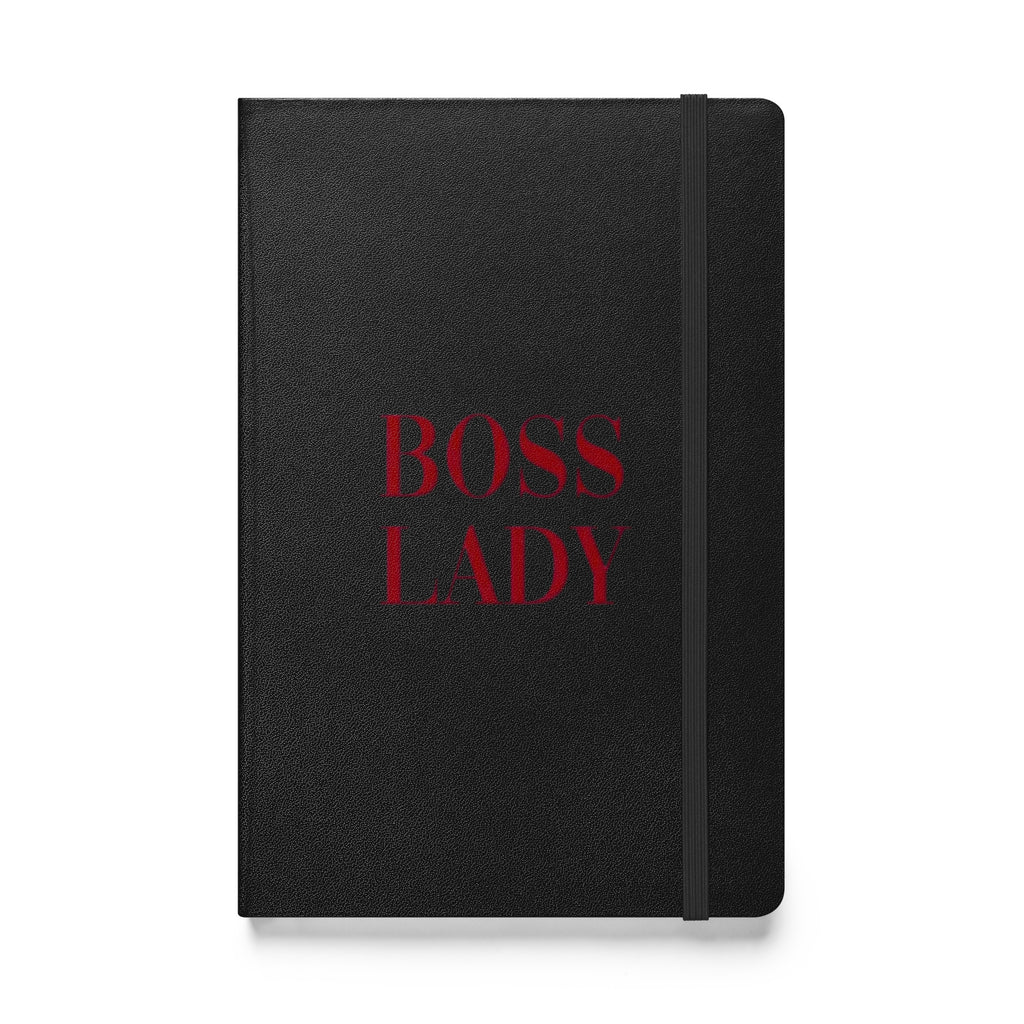 Hardcover bound notebook with black UltraHyde cover, elastic closure and ribbon marker – premium lined journal by Everyday Prints & Gifts
