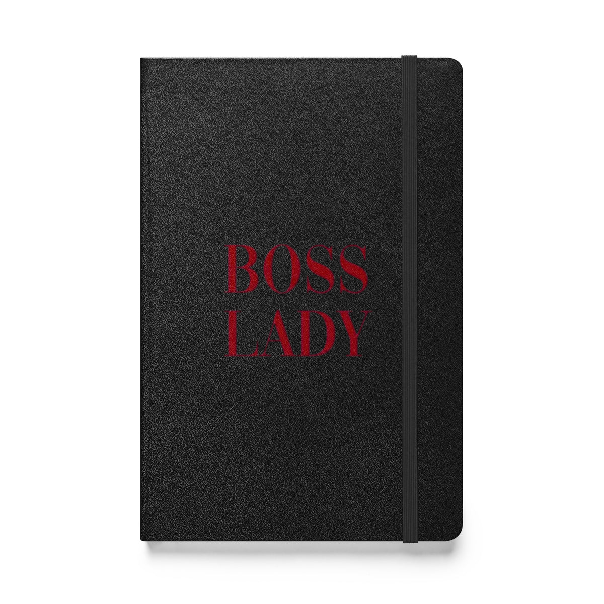Hardcover bound notebook with black UltraHyde cover, elastic closure and ribbon marker – premium lined journal by Everyday Prints & Gifts

