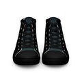 Мъжки платнени кецове с висок профил в черно с принт – изглед отпред | Men's black high top canvas shoes with print – front view
