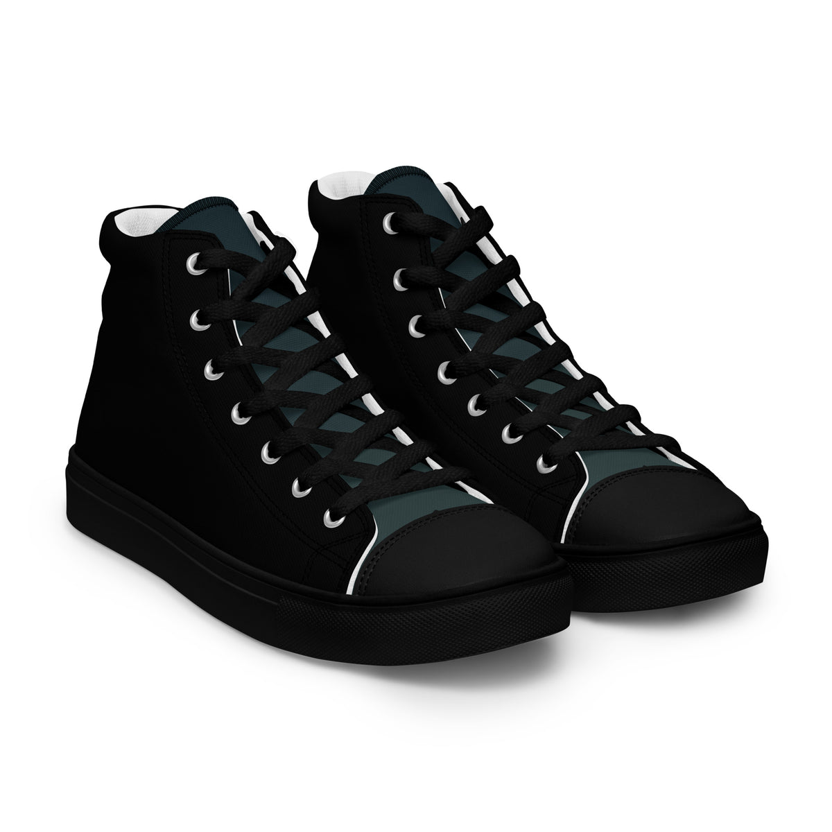 Мъжки бели кецове с висок профил и принт – изглед отпред | Men's white high top canvas shoes with print – front view
