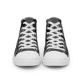Мъжки бели платнени кецове с висок профил и принт – изглед отпред | Men's white high top canvas shoes with print – front view
