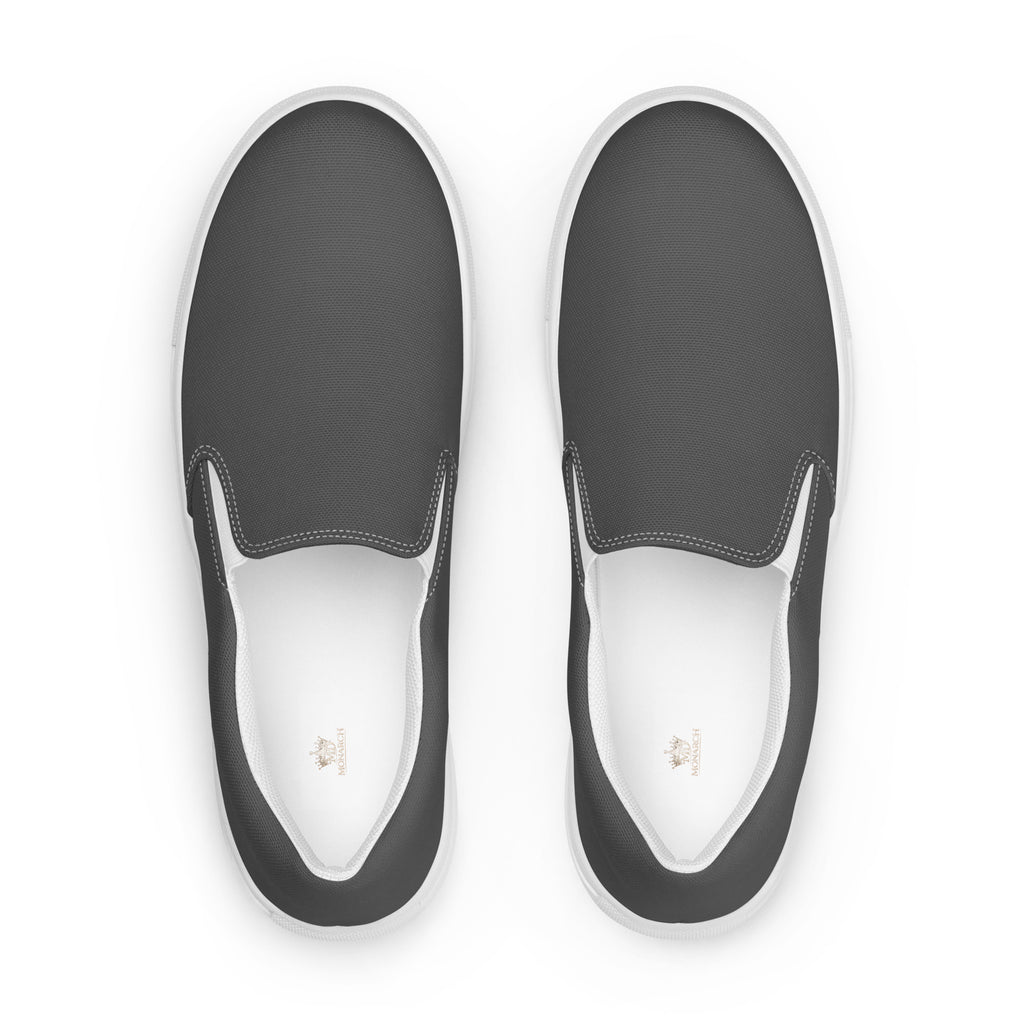 Мъжки платнени обувки без връзки с принт – изглед отпред | Men's printed slip-on canvas shoes – front view
