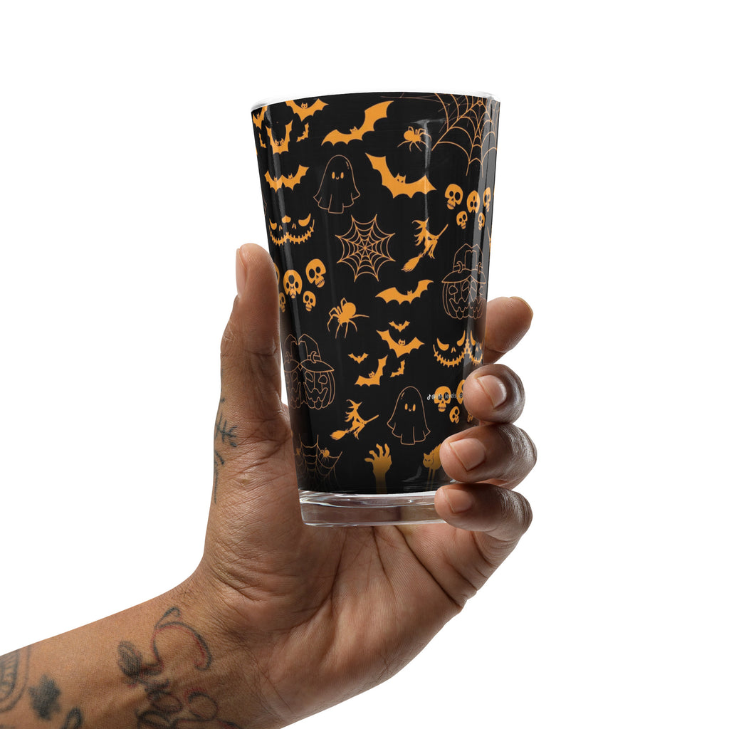 Спуки хелоуин чаша за бира – Halloween beer glass spooky print back view