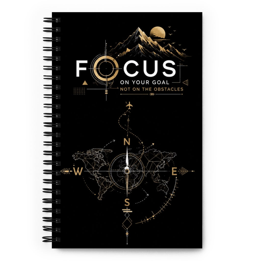 Stay Focus spiral notebook with soft-touch cover and dotted pages – мотивационна тетрадка за ученици и творци
