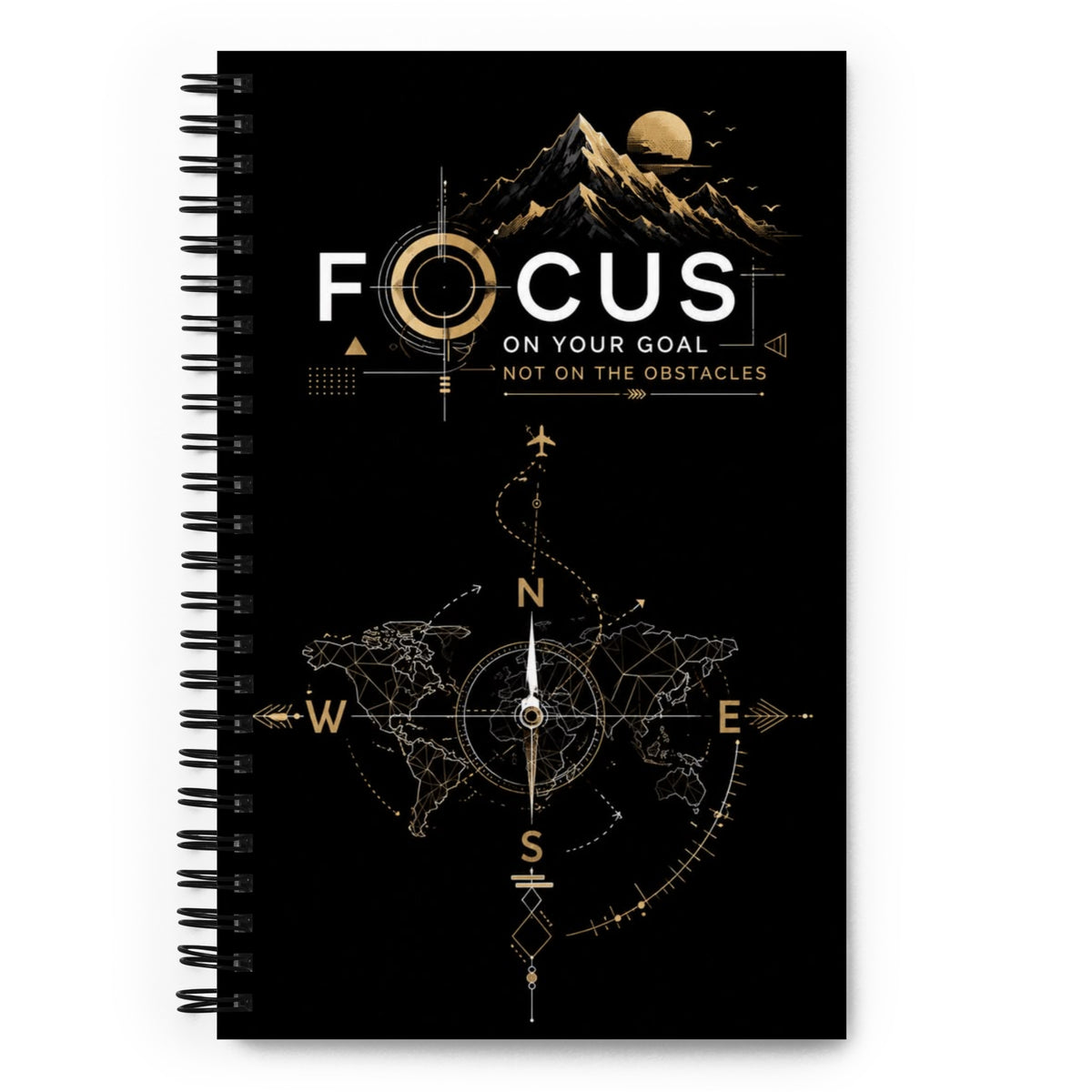 Stay Focus spiral notebook with soft-touch cover and dotted pages – мотивационна тетрадка за ученици и творци
