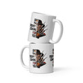 Бяла керамична чаша 11 oz с принт "One, two, three Freddy идва за теб" – предна страна
