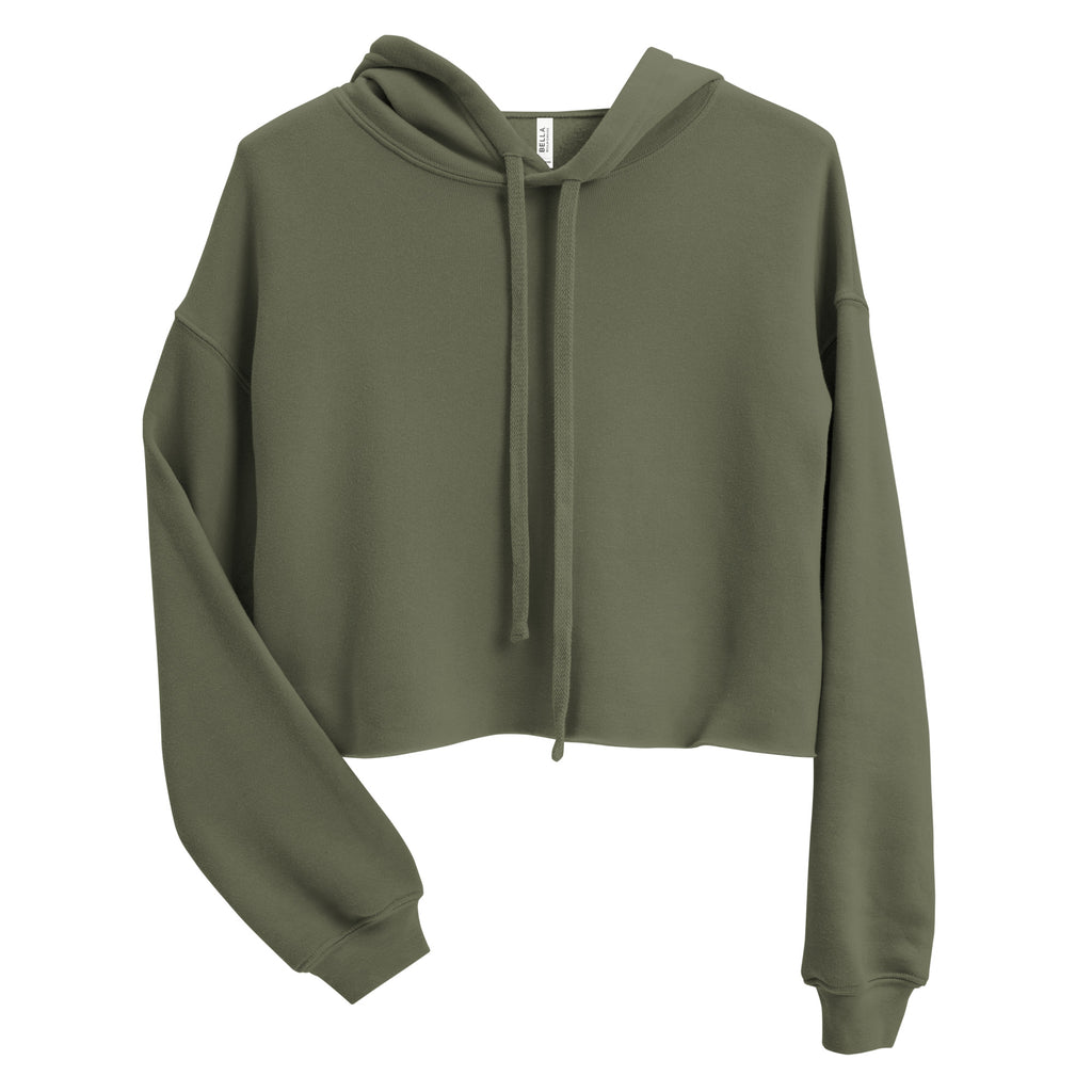 Дамски crop hoodie Be Original в цвят Military Green – предна страна