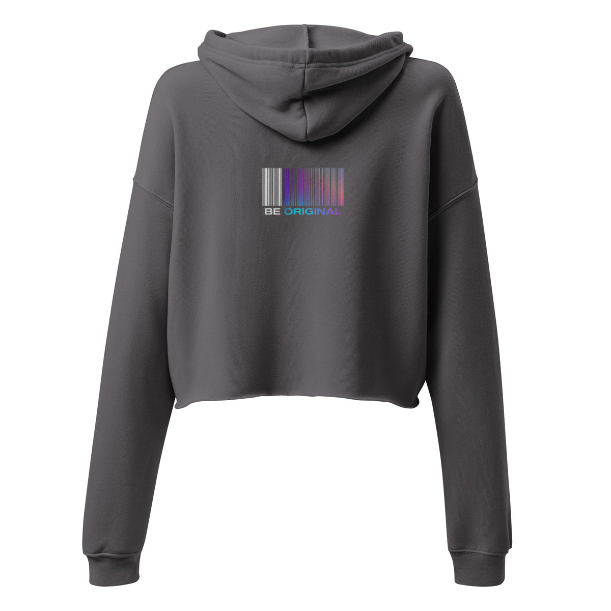 Дамски crop hoodie Be Original в цвят Storm – задна страна с качулка и шнурове